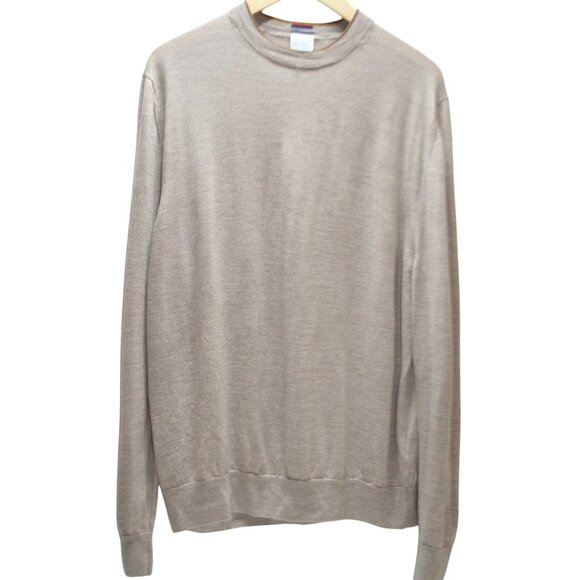 Paul Smith Mens XXL 100% Merino Wool Sweater Tan Crewneck Minimalist Luxury - Picture 1 of 8